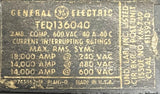 General Electric TED136040 3-Pole Circuit Breaker 40A 600VAC 3 Phase Bolt-On