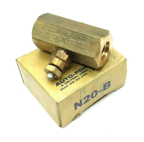 Deltrol Autopotents N20B Brass Needle Valve 1/4" NPT Female/Female