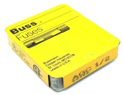 Lot of (5) Bussman Buss Fuses AGC 1/2 250V Electrical Glass Fuses - 5 Pack
