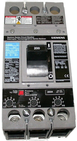 Siemens Circuit Breaker 3 Phase 3 Pole 200A 600V FXD63B200 New
