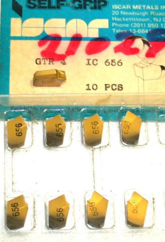Lot of 9 New Iscar GTR 4 IC656 TiN Coated Carbide 4.1mm Cutoff Inserts