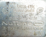 Nutone 40228 10V-CT-10V CT Radio-Com Transformer 10 Volt 10VA