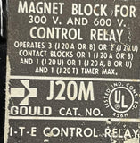 Gould J20M Magnet Block W/ J20B40 Control Relay 300VAC 4-Pole 1.1A