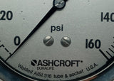 Ashcroft Duralife AISI 316 Tube & Socket 0-160 PSI Pressure Gauge