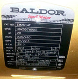 Baldor Electric  EM2514T  Super E 3-Phase AC Motor 20 HP 208-230/460 VAC