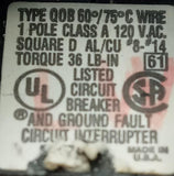 Square D QOB120GFI 1 Pole GFCI Circuit Breaker 20A 120V 1 PH Bolt-On