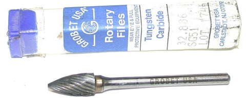 Grobet 1/4" Diameter Tree Pointed Carbide Rotary File No. 32.886 New