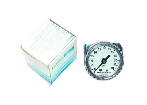 New Ashcroft  801-2622-530  Panel Mount Gauge 1-7/8" Face 1/8 NPT 0-60 PSIG
