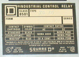 2 SQUARE D CONTROL RELAYS 110/120 VAC  MODEL 8301X040