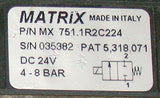 NEW MATRIX SOLENOID VALVE 1/4' NPT  MODEL 751.1R2C224