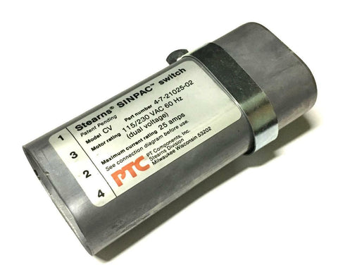 PTC STEARNS CV 4-7-21025-02 SINPAC SWITCH 115/230 VAC 25 AMPS