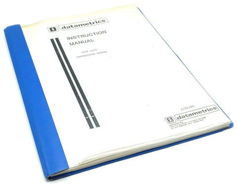 Datametrics Type 1015 Pressure Measuring System Instruction Manual