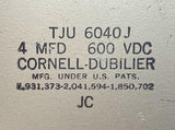 Cornell Dubilier TJU 6040J Capacitor 4 MFD 600 VDC
