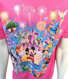 Hanes Walt Disney World Character Graphic Pink Short Sleeve Shirt Size Large