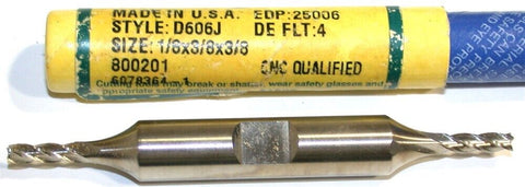 DoAll 1/8" Diameter 3/8" Shank 4 Flute HSS Double End End Mill 25006 New