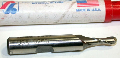 Up to 2 New Regal Beloit 4.5mm 3/8" Shank 2 Flute HSS Ball End Mills