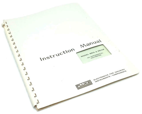 Fluke Model 881A & 881AB DC Differential Voltmeter Instruction Manual