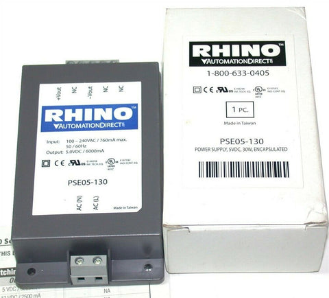 Up to 2 New Rhino Switching Power Supply 120/240VAC Input 5 VDC output PSE05-130