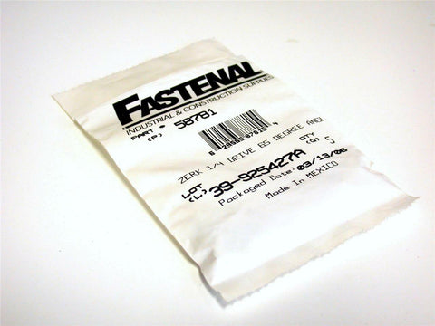 BRAND NEW FASTENAL 1/4 DRIVE 65 DEGREE ANGLE ZERK FITTING MODEL 58781 PACK OF 6