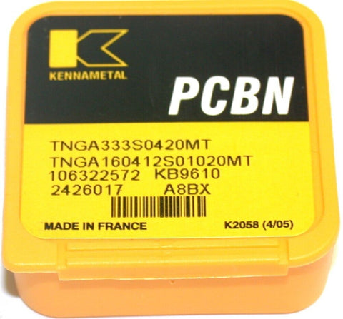 Kennametal 24260175 PCBN Tipped Inserts TNGA160412S01020MT KB9610 New