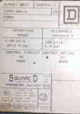 Square D 9012 GDW-2 Series C Pressure Switch 1-40 PSI Range 100 PSI Max