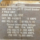 Gould ITE E42B015 2 Pole Circuit Breaker 15A 480VAC 250VDC