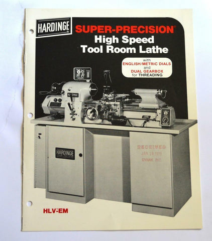 HARDINGE HLV-EM HIGH SPEED TOOL ROOM LATHE BROCHURE