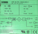 PHOENIX CONTACT POWER SUPPLY MODEL CM62-PS-120AC/5DC/1