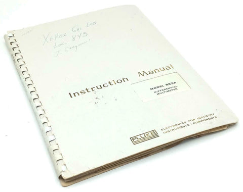Fluke Model 853A Differential Multimeter Instruction Manual