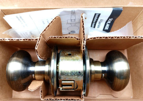 Schlage A40S GEO 609 Grade 2 Privacy Cylindrical Lock Ant. Brass Georgian Knob