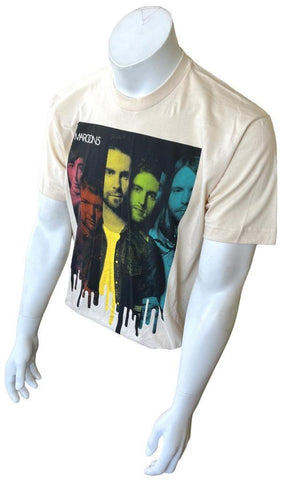 American Apparel Men's Maroon 5 2011 Graphic Tan Short Sleeve Shirt Size Large