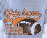 Fruit Of The Loom Men's Life Begins When Virginia Football Season Starts Shirt L