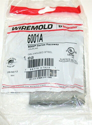 Up to 7 New Wiremold Legrand 6001A Raceway Coupling, Steel, 6000 Series