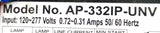 AccuPro AP-332IP-UNV 3-Lamp Instant Electronic Ballast 120/277V 0.72~0.31A 60HZ