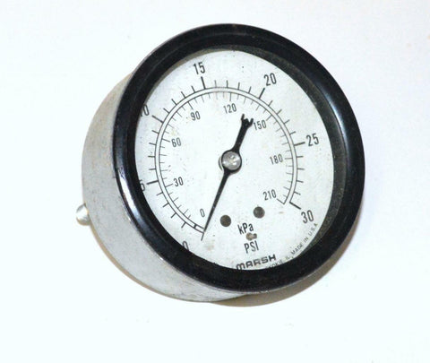 MARSH 0-30 PSI PRESSURE GAUGE 1/4" NPT BACK MOUNT