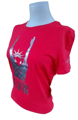 Nike Women's Super Bowl XLVIII Statue Of Liberty Touchdown Red Slim Fit Shirt L