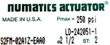 Numatics S2FM-02A1Z-EAA0 Actuator 250psi Max LD-242051-1