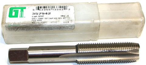 Greenfield 5/8"-18 H3 3-Flute Spiral point High Speed Steel Plug Tap 357942 New