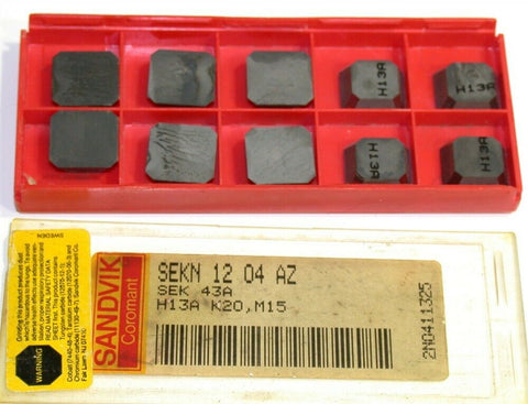 Lot of 10 Sandvik Carbide Milling Inserts SEKN 12 04 AZ H13A