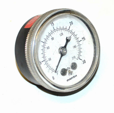 MARSH 0-30 PSI 0-210 KPA PRESSURE GAUGE 1/4" NPT BACK MOUNT