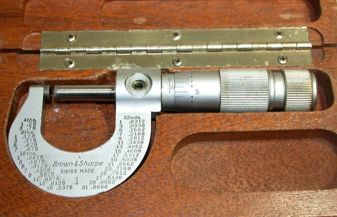 Brown & Sharpe .0001" Micrometer 0 To 1 Inch Model 1 Calibrated