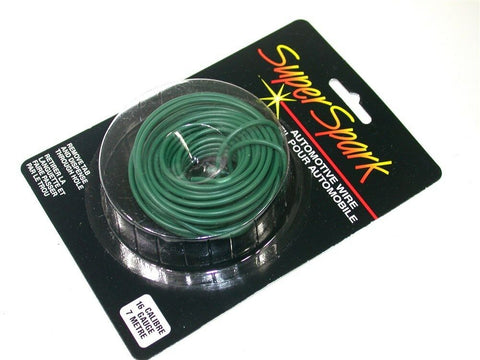 NEW SUPER SPARK AUTOMOTIVE 16 GA 7 METER 23' GREEN WIRE 77-561