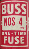 Lot of (5) Bussman Buss NOS-4 One-Time Electrical Fuse 4A 600VAC