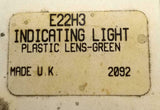 Cutler Hammer E22H3 Indicating Light Plastic Lens Green