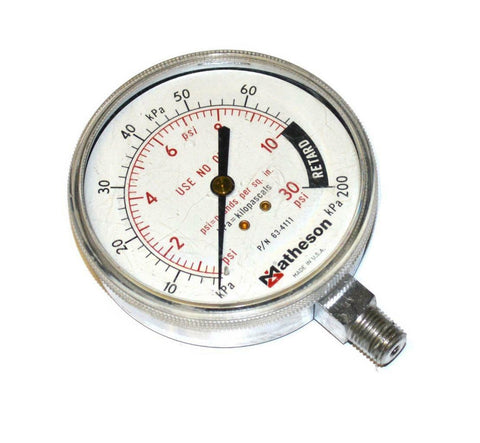 MATHESON 63-4111 0-30 PSI 0-200 KPA PRESSURE GAUGE 1/4" NPT BOTTOM MOUNT