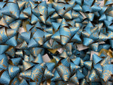 Brizzolari 2-3/4" Blue Asian Flower Star Gift Bow 5/8" Ribbon 15 Loop 100 Count
