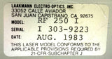 Laakmann Electro-Optics RF-250-I Integrated Laser Power Supply - SOLD AS IS
