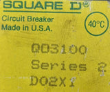 Square D QO3100 3 Pole Circuit Breaker 100A 240VAC 3 PH Plug In Mount