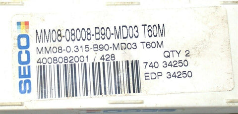 New Seco Carbide Minimaster Milling Tip Insert MM08-08008-B90-MD03 T60M