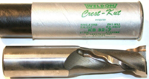 Up to 3 New Weldon 1" Diameter 1" Shank 2 Flute Crest-Kut End Mill KB 32-7
